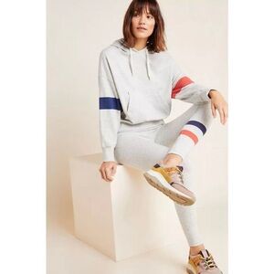 Anthropologie Sundry Full Length Striped High Waist Leggings Grey